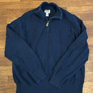 St. John's Bay Men's Mock Turtleneck Quarter Zip Sweater Navy Blue Size Large